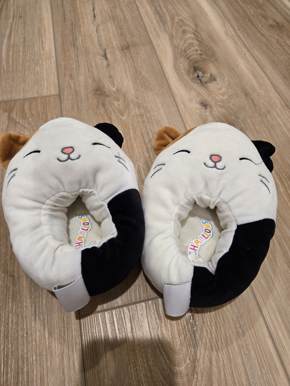 Squishmallows Kids Plush Cat Slip-On Shoes - White, Black & Brown